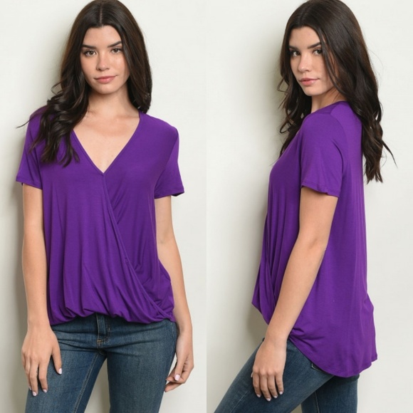 Tops - Purple surplice high-low top